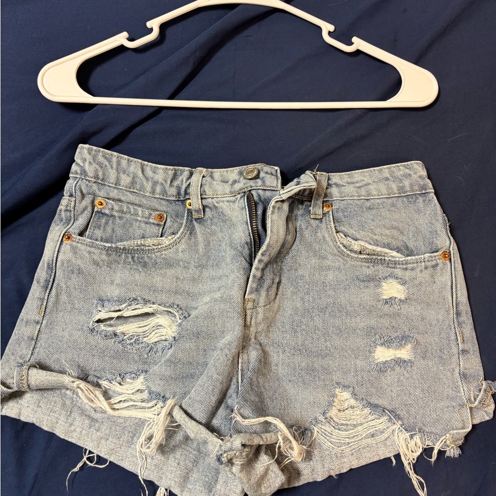 Signature8 Light Blue Distressed Jean Shorts